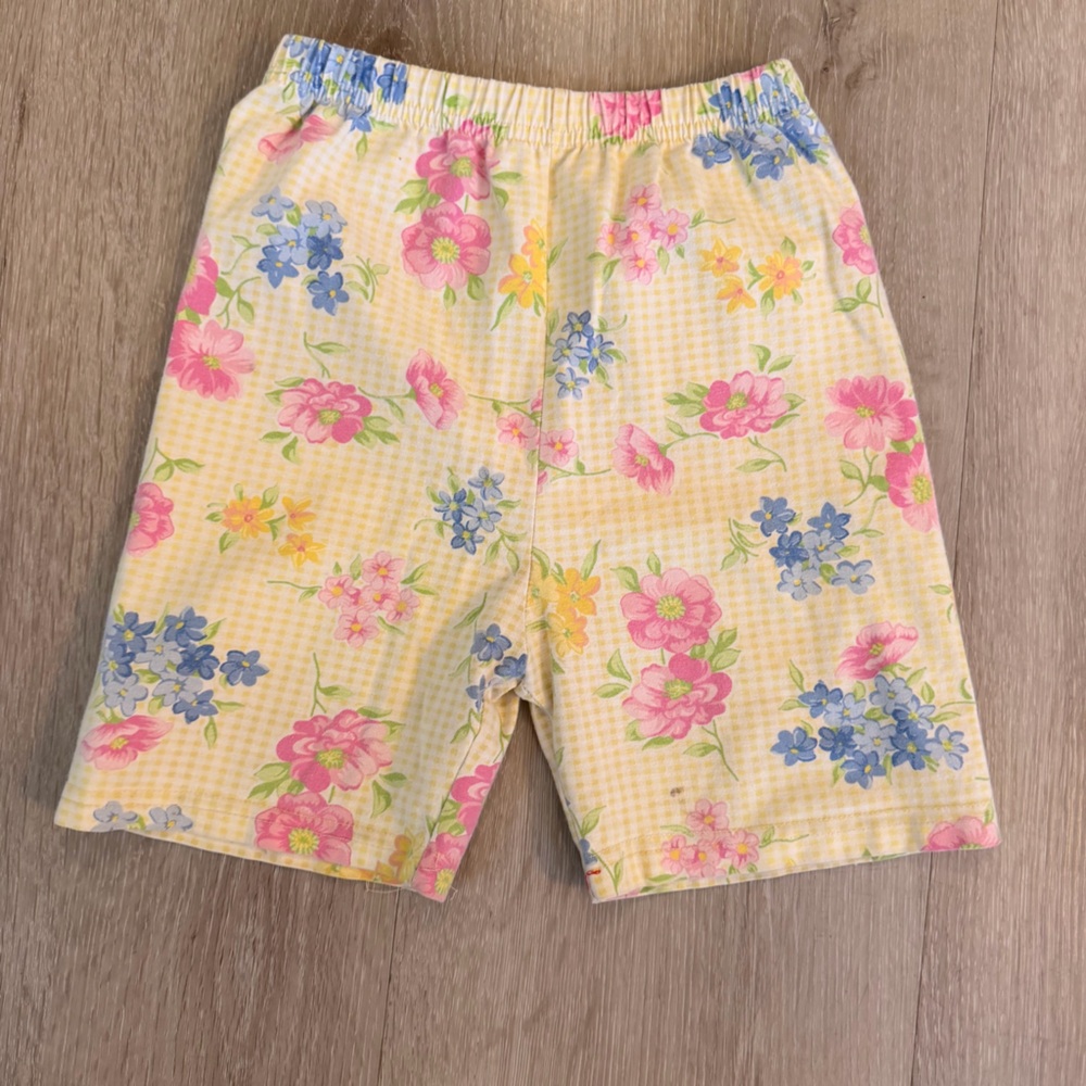 VINTAGE 90s Corner Stone Gingham Floral Mom Shorts - Girls 7/8